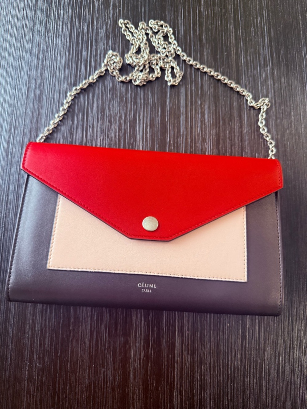 Celine Pocket Envelope Shoulder Bag Leather